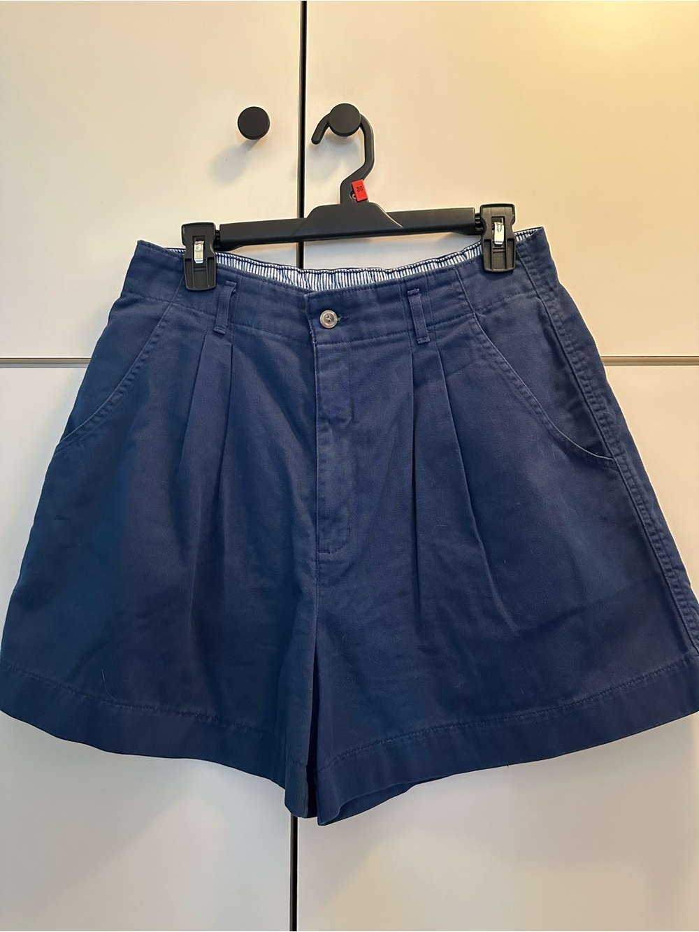 Women's Navy Pleated Cotton Shorts Dockers Petite 8